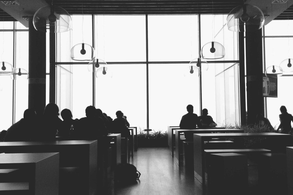 People working in a bright office